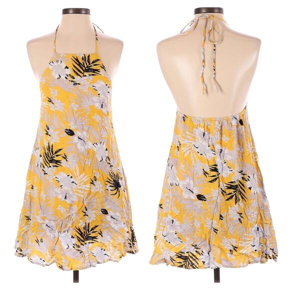XS Lulu's tropical print yellow halter mini dress excellent condition - Picture 5 of 5